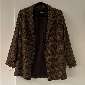 Madewell Brown Checkered Blazer